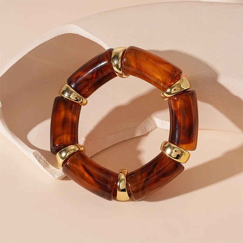 DivyaBlush Vintage Acrylic Bamboo Shape Elasticity Women Bracelet