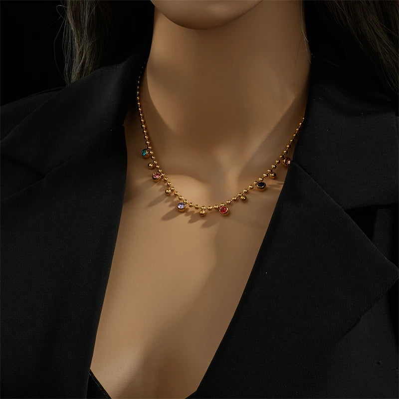 DivyaBlush Neon Daze multi color Zircon Glow Necklace