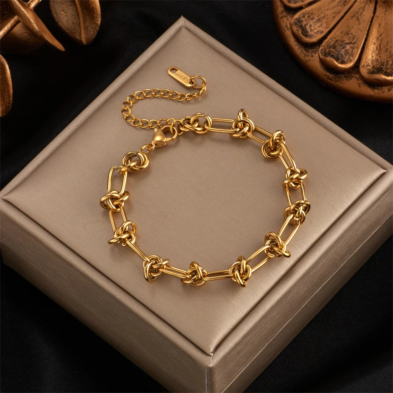 DivyaBlush Stainless Steel Twist Knot Necklace and Bracelet set