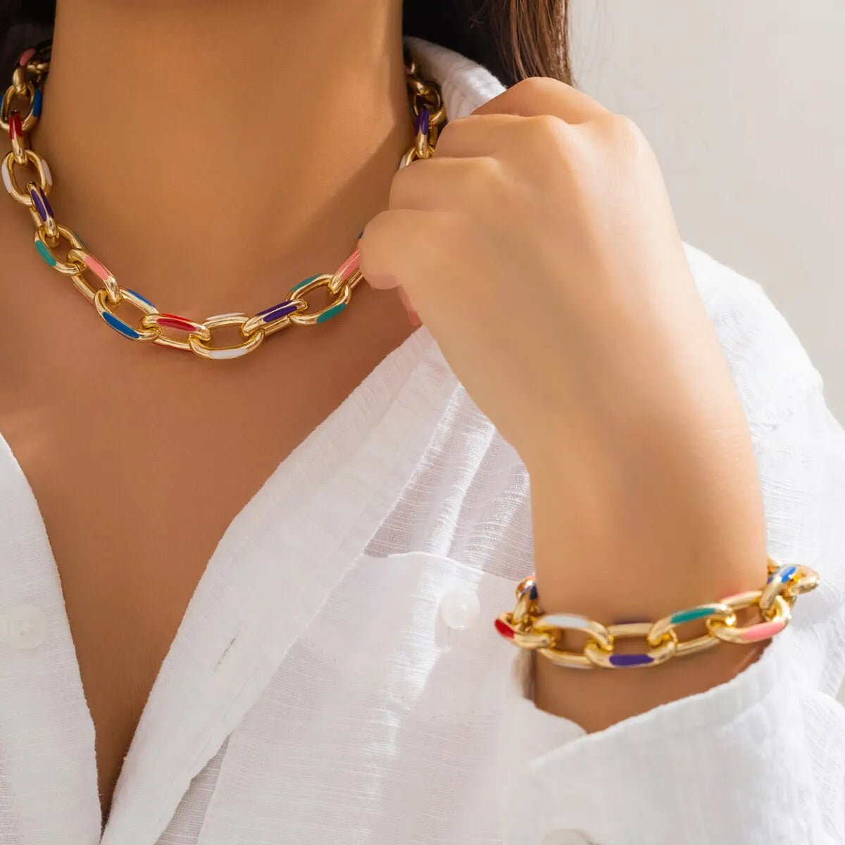 DivyaBlush Colorful Bohemian Necklace and Bracelet Set