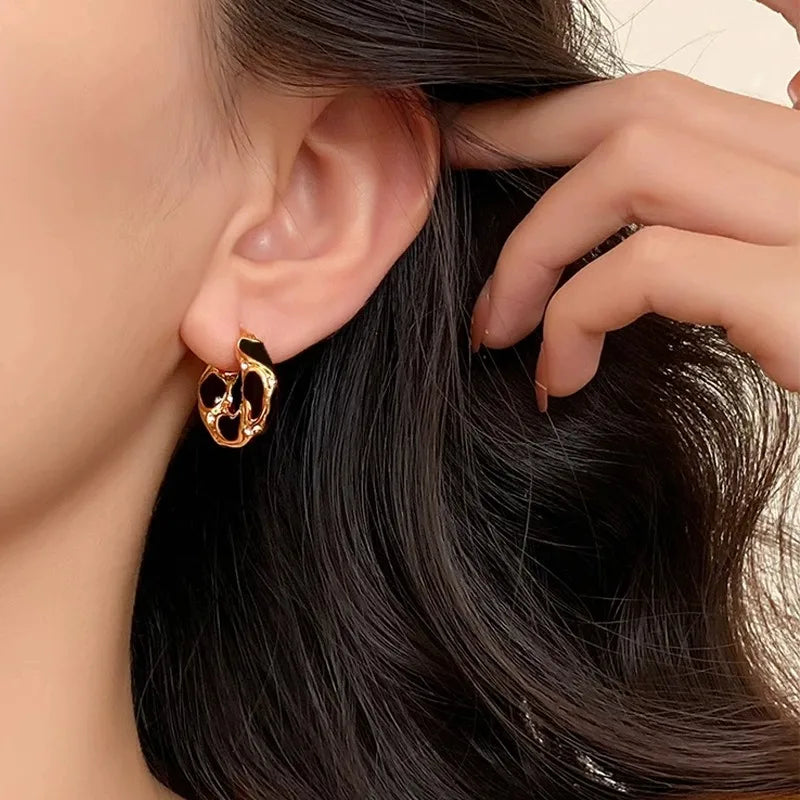 DivyaBlush Vintage Enamel Gold Plated Small Hoop Earrings