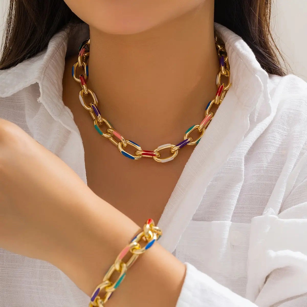 DivyaBlush Colorful Bohemian Necklace and Bracelet Set