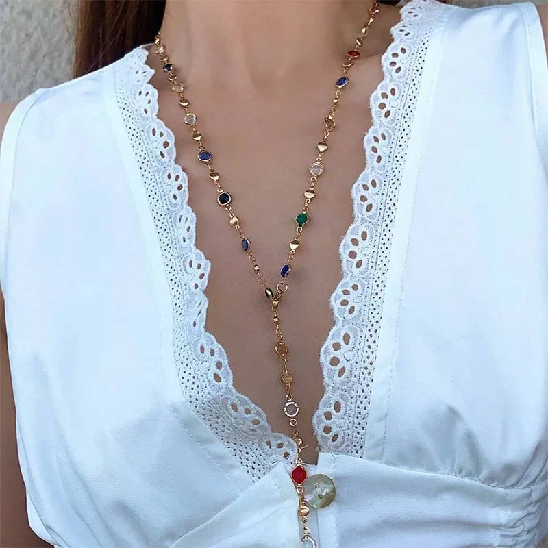 DivyaBlush Luxury Colourful Crystal Zircon Necklace