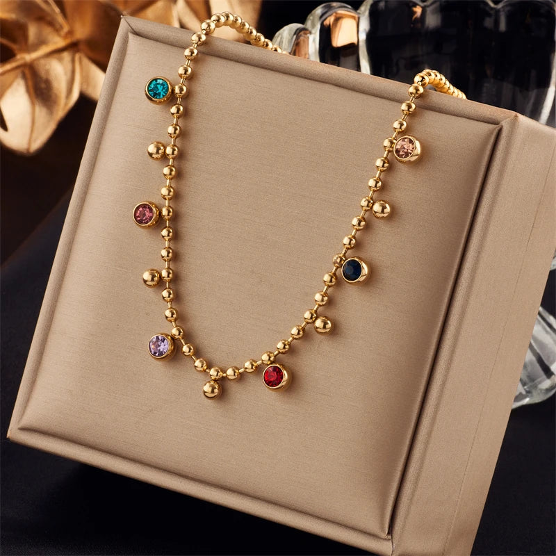 DivyaBlush Neon Daze multi color Zircon Glow Necklace