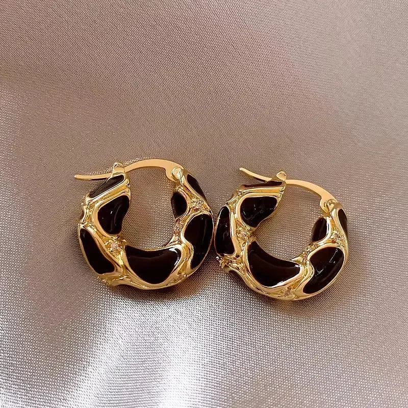DivyaBlush Vintage Enamel Gold Plated Small Hoop Earrings