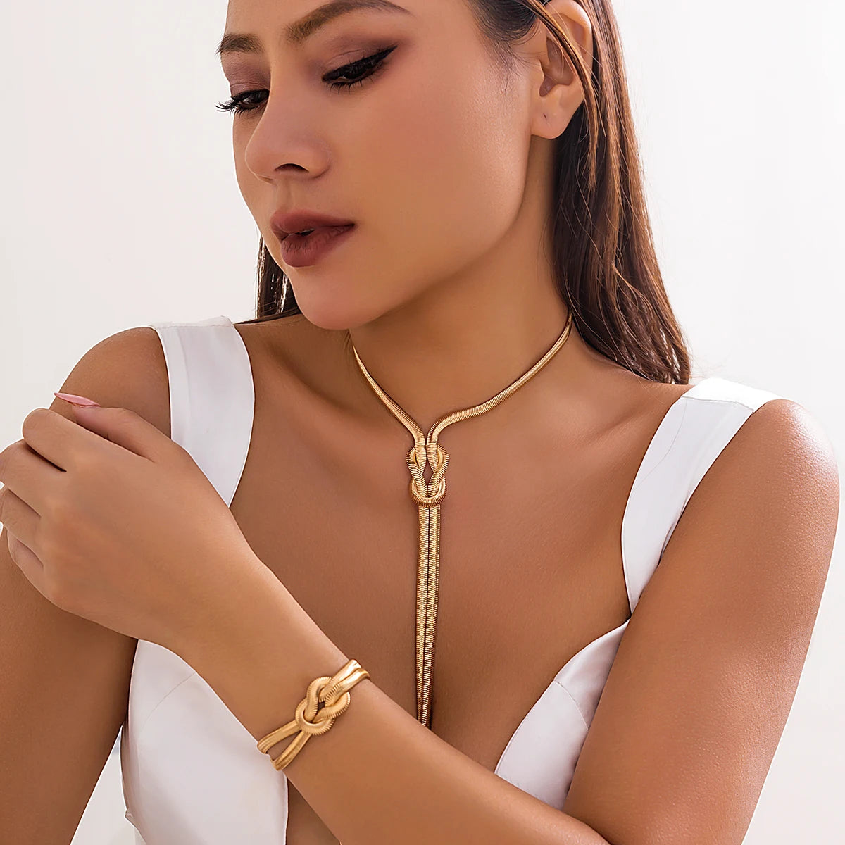 DivyaBlush Sexy Goth Tassel Choker Twisted Chain Necklace and Bracelet set