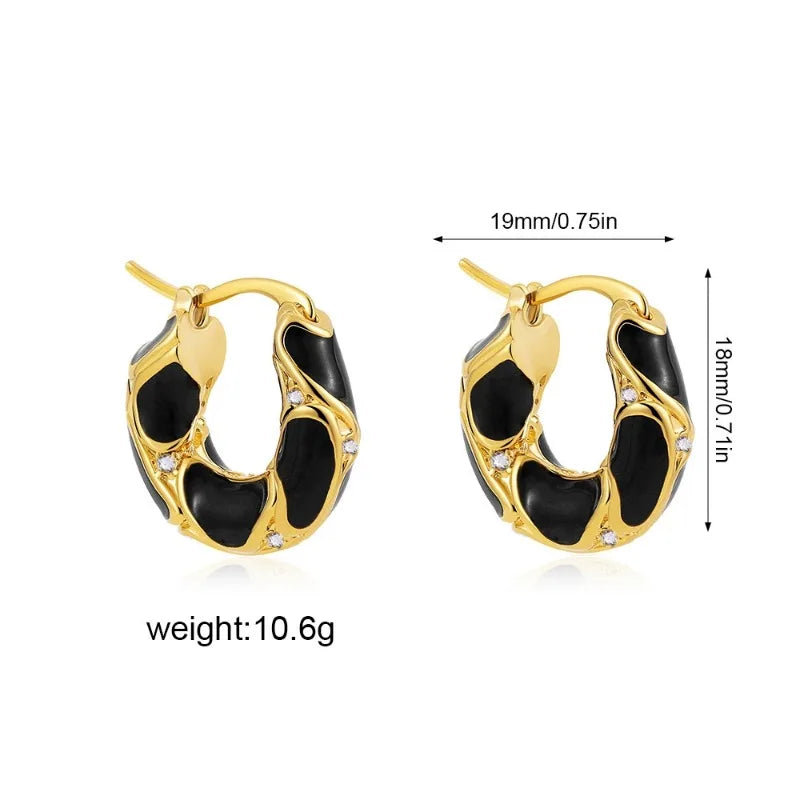 DivyaBlush Vintage Enamel Gold Plated Small Hoop Earrings