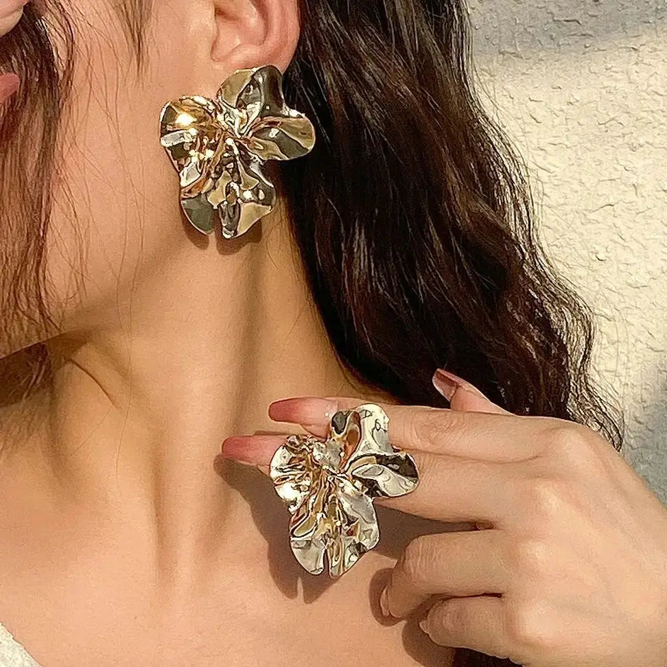 DivyaBlush Vintage Elegant Gold Flower Earrings