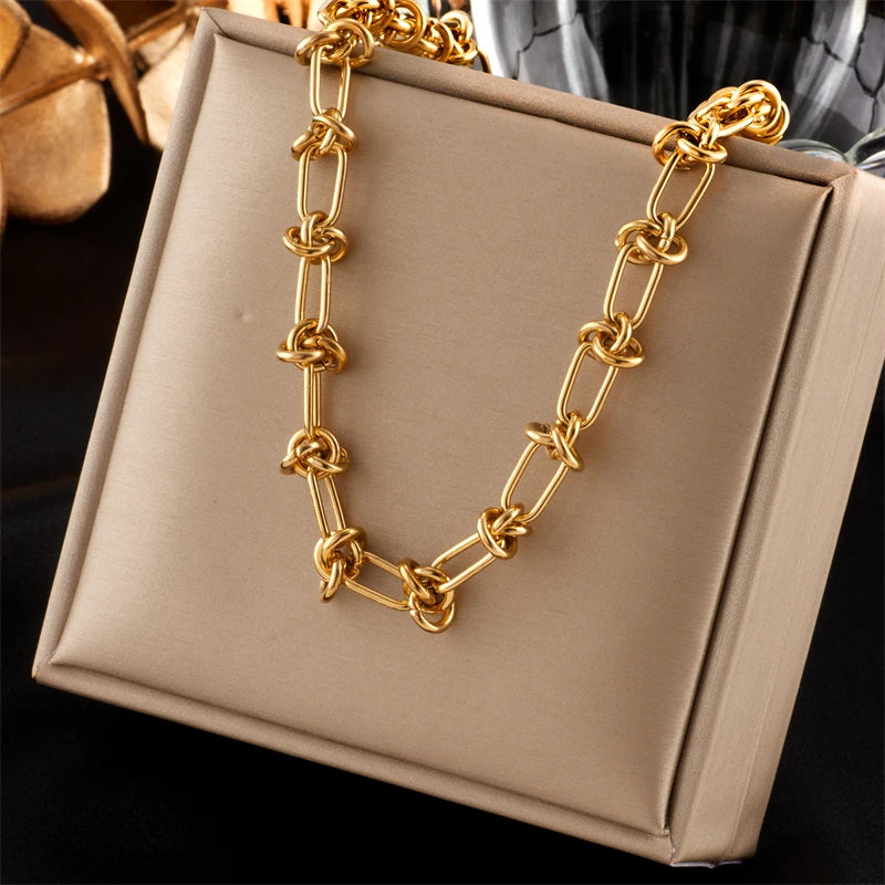 DivyaBlush Stainless Steel Twist Knot Necklace and Bracelet set