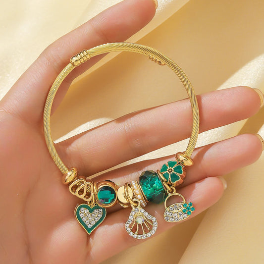 DivyaBlush AuraLink Stainless Steel Charm Bracelet