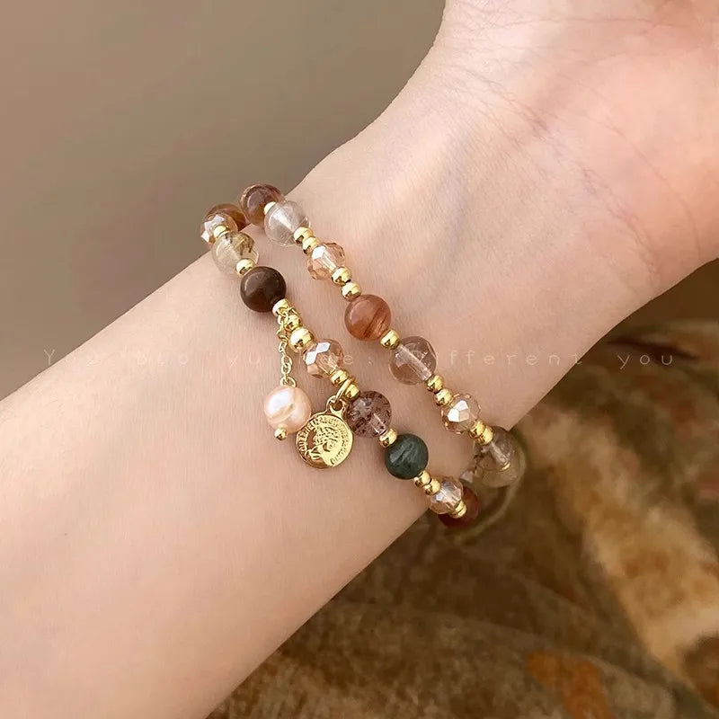 DivyaBlush Ethereal Charm Crystal & Hand-made Pearl Beaded Bracelet