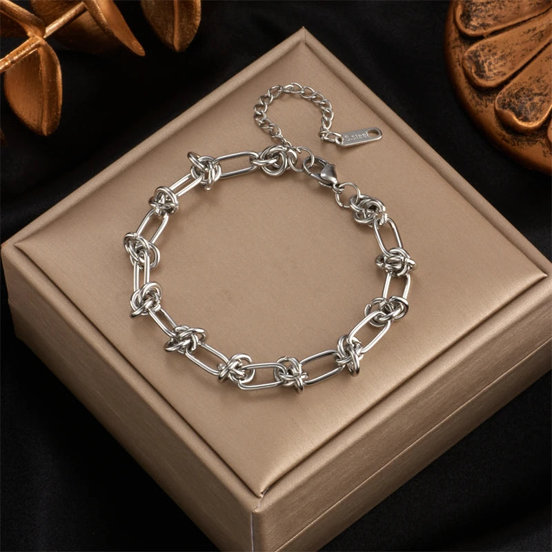 DivyaBlush Stainless Steel Twist Knot Necklace and Bracelet set