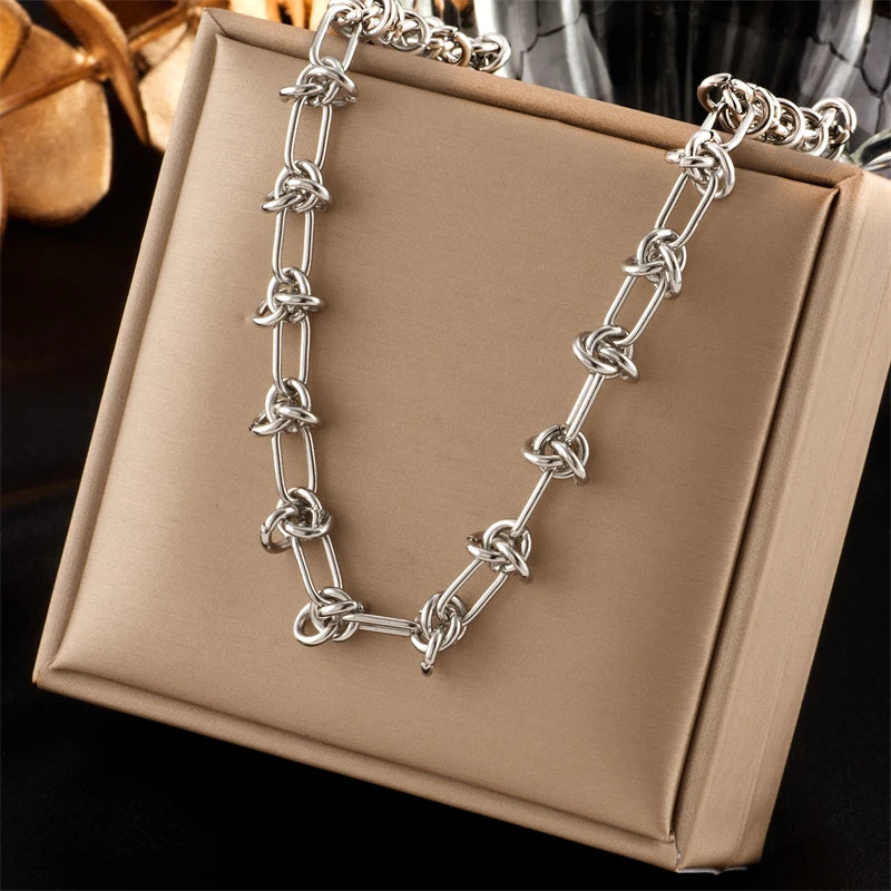 DivyaBlush Stainless Steel Twist Knot Necklace and Bracelet set