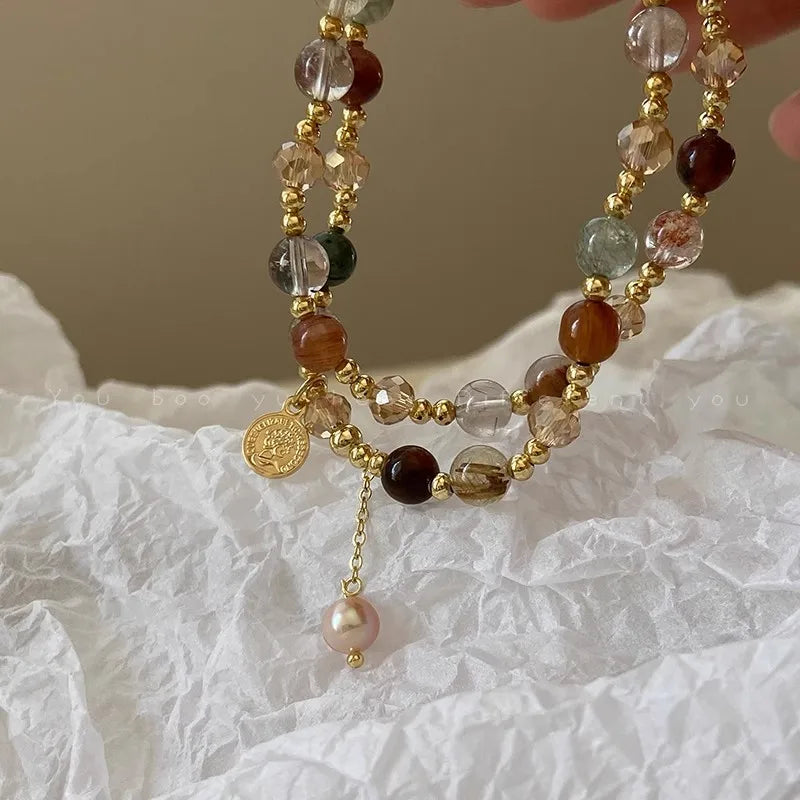 DivyaBlush Ethereal Charm Crystal & Hand-made Pearl Beaded Bracelet